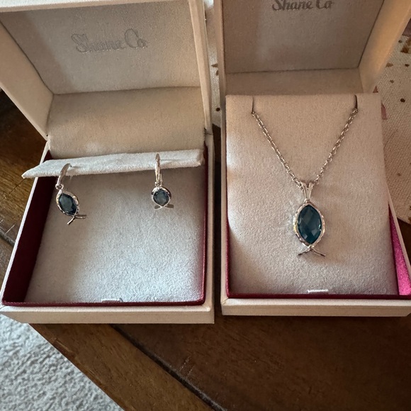 Jewelry - Sterling Silver Ithacus Blue Topaz Necklace & Earring Set.